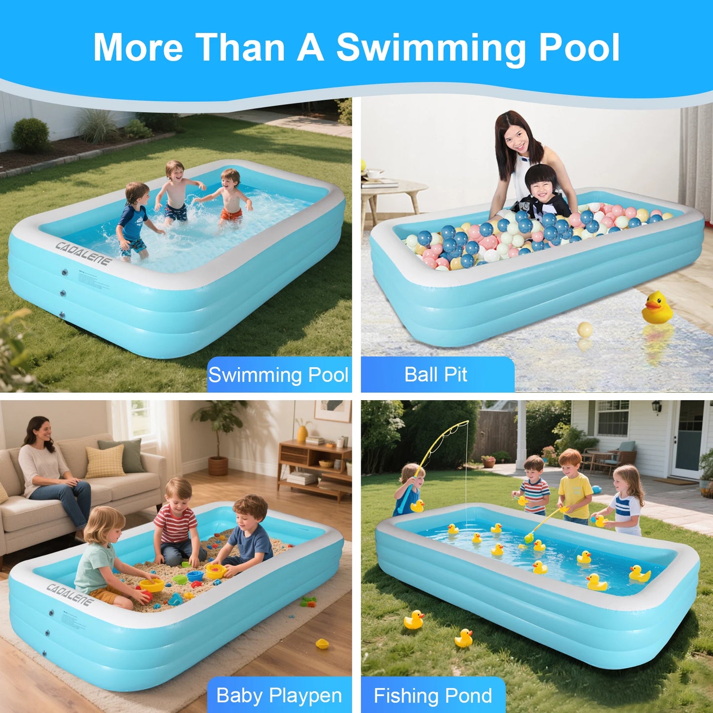 CADALENE Inflatable Family Pool for Kids and Adults