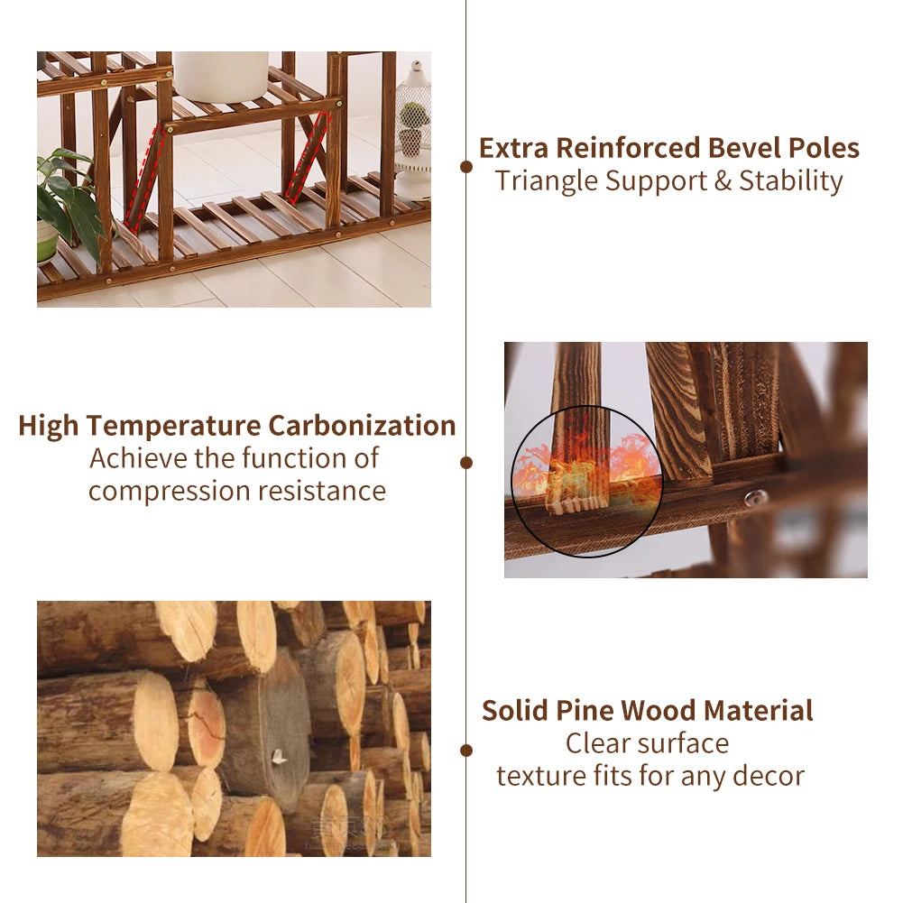 Wisfor Wooden Plant Shelf Indoor Outdoor MultiTier Plant Display Stand