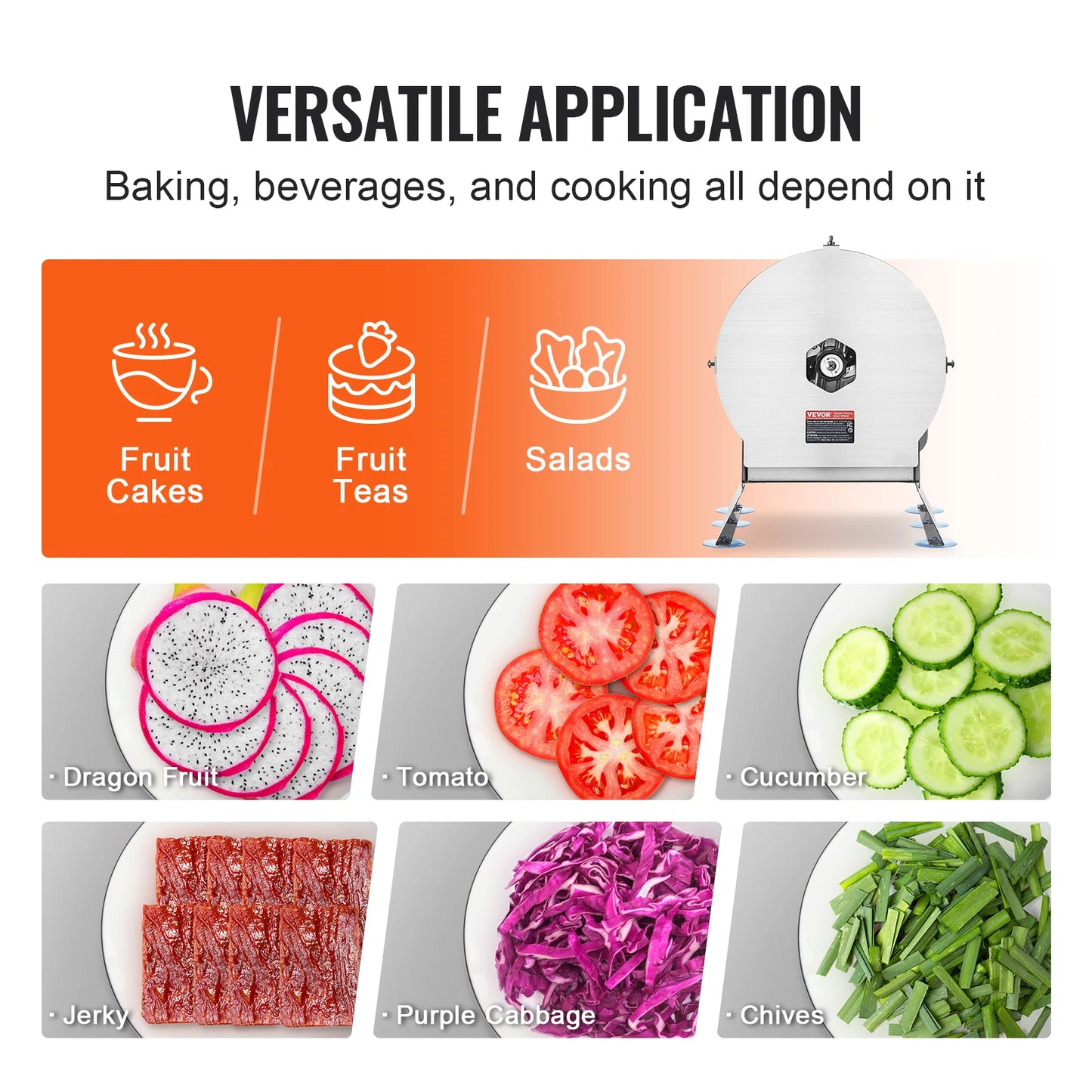 VEVOR Electric Vegetable Slicer, Adjustable Stainless Steel