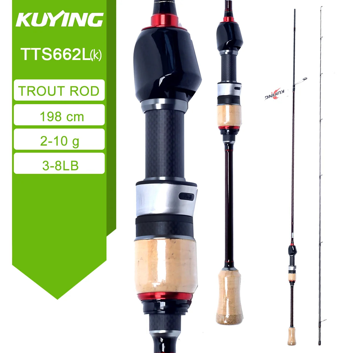 Kuying Teton Spinning Casting Rod Carbon 0.8-8g 1-8lb Fuji