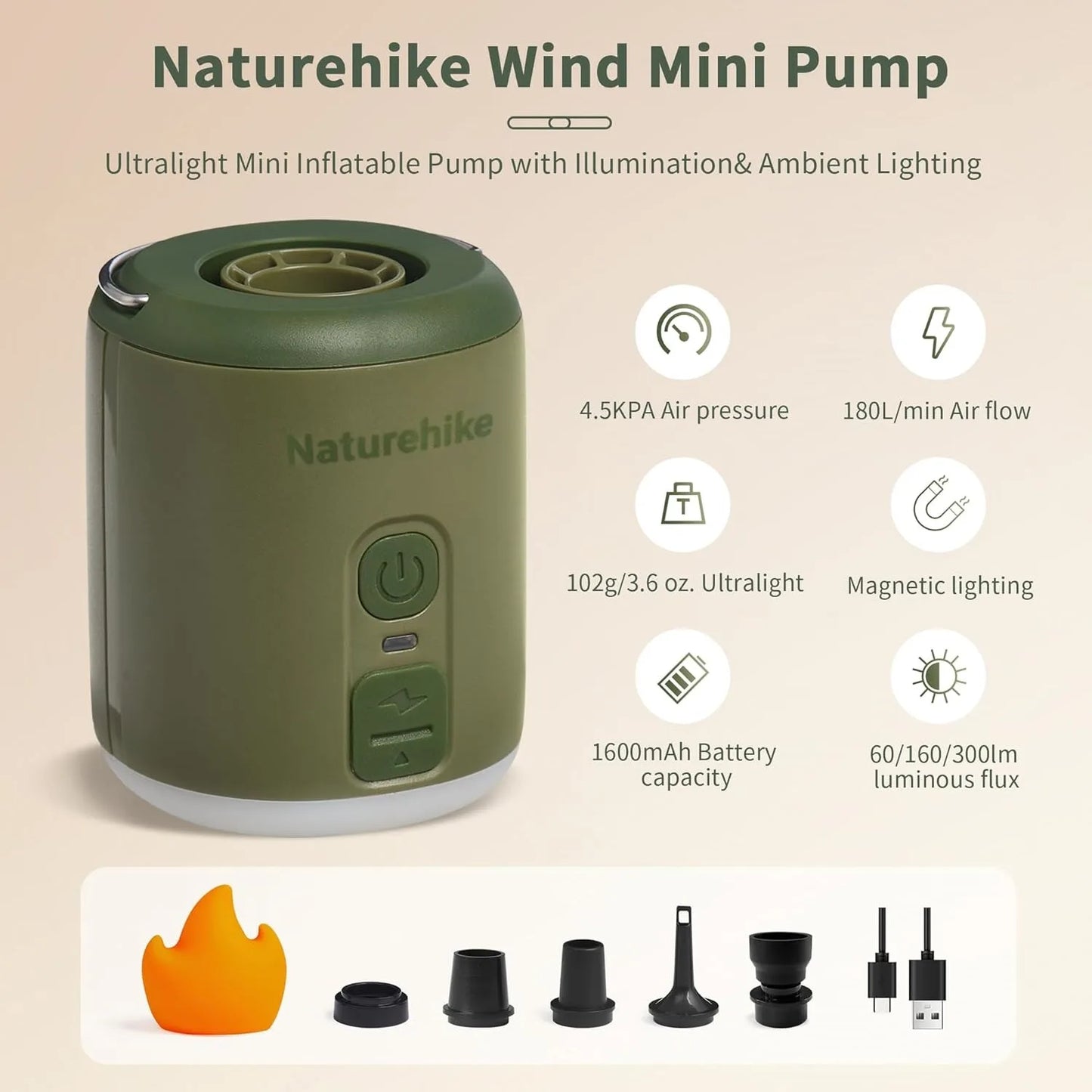 Naturehike Multifunction Air Pump for Inflatable Mats and Camping