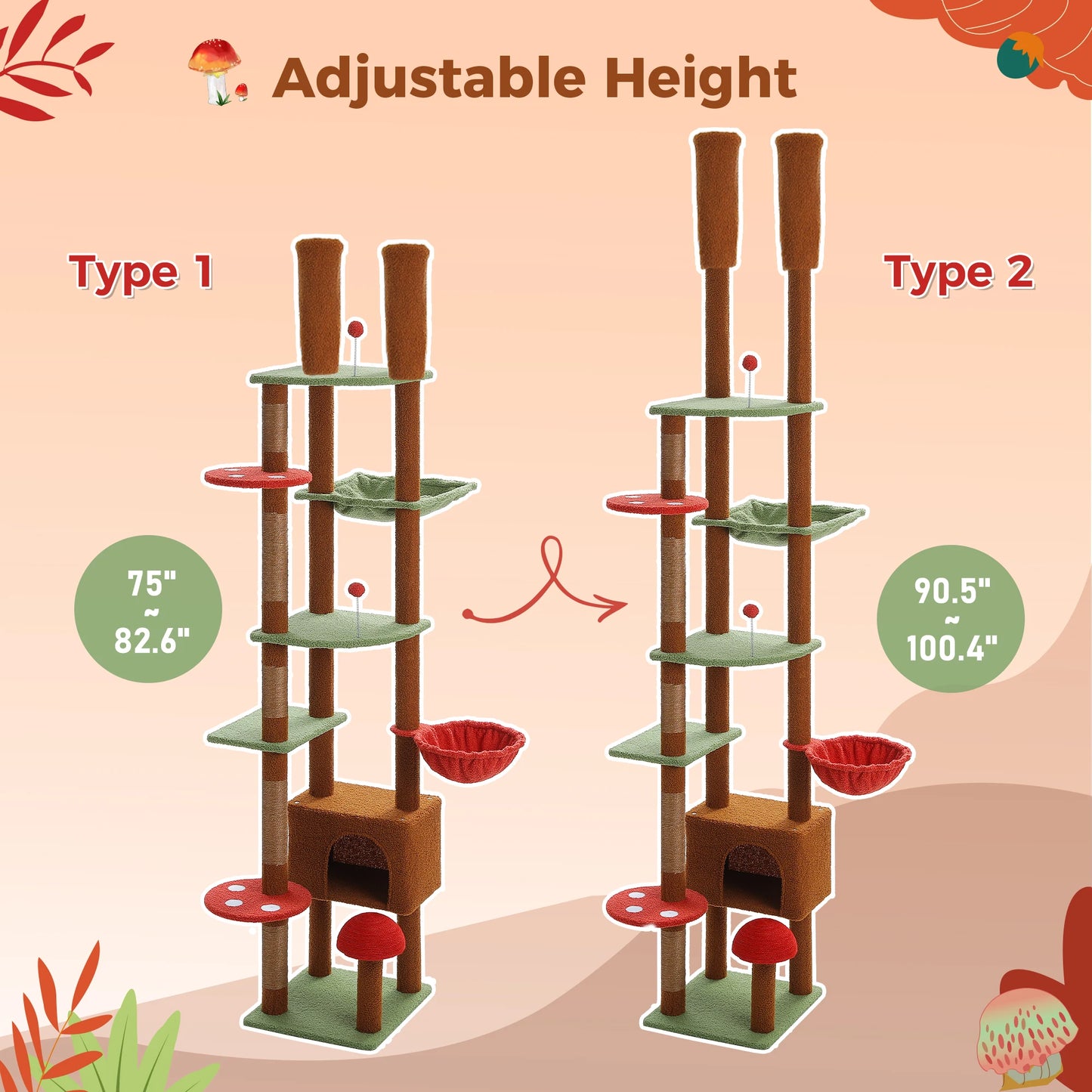 Petepala Adjustable Floor To Ceiling Cat Tree And Condo