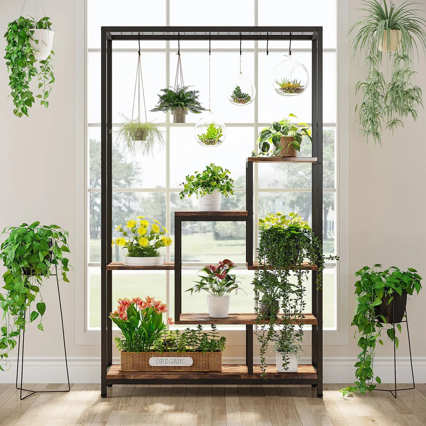 Tribesigns Five Tier Tall Indoor Plant Stand With Hooks