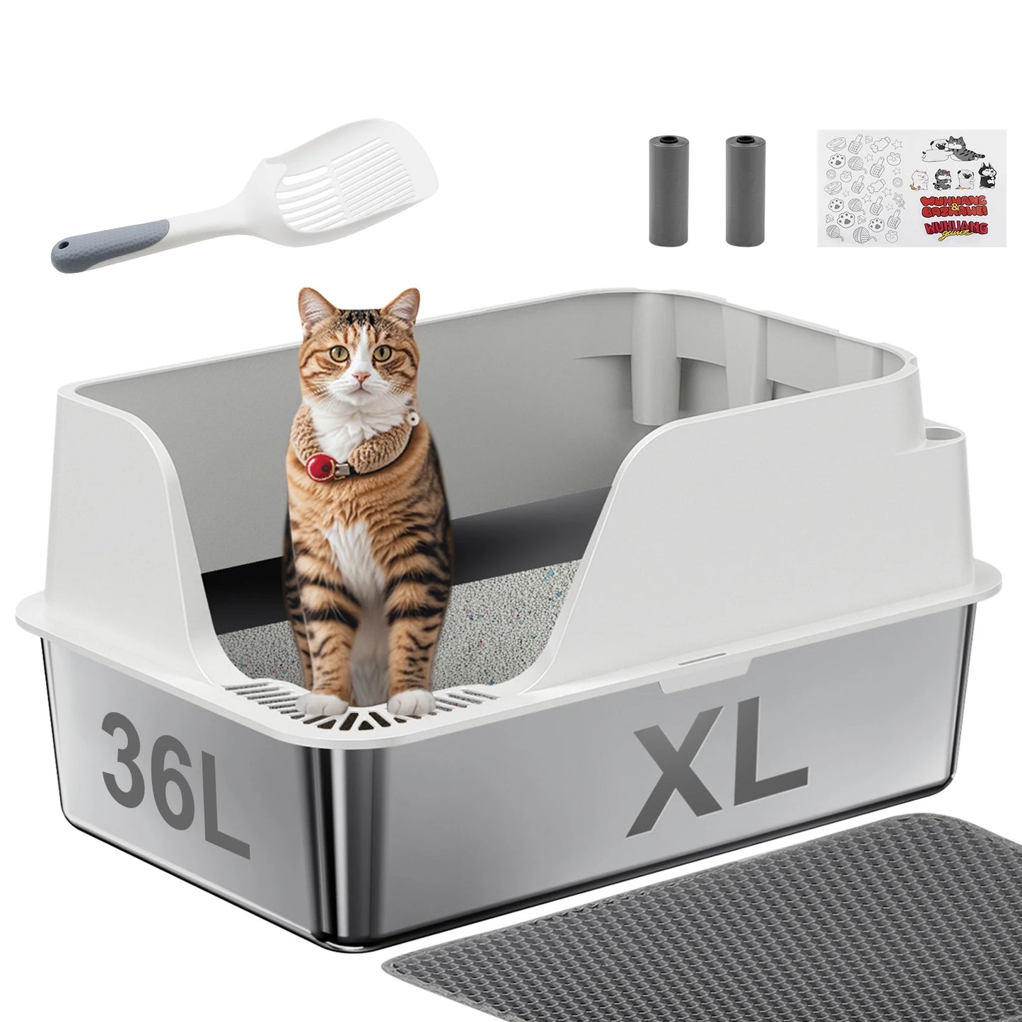 Stainless Steel Cat Litter Box Splashproof and Leakproof