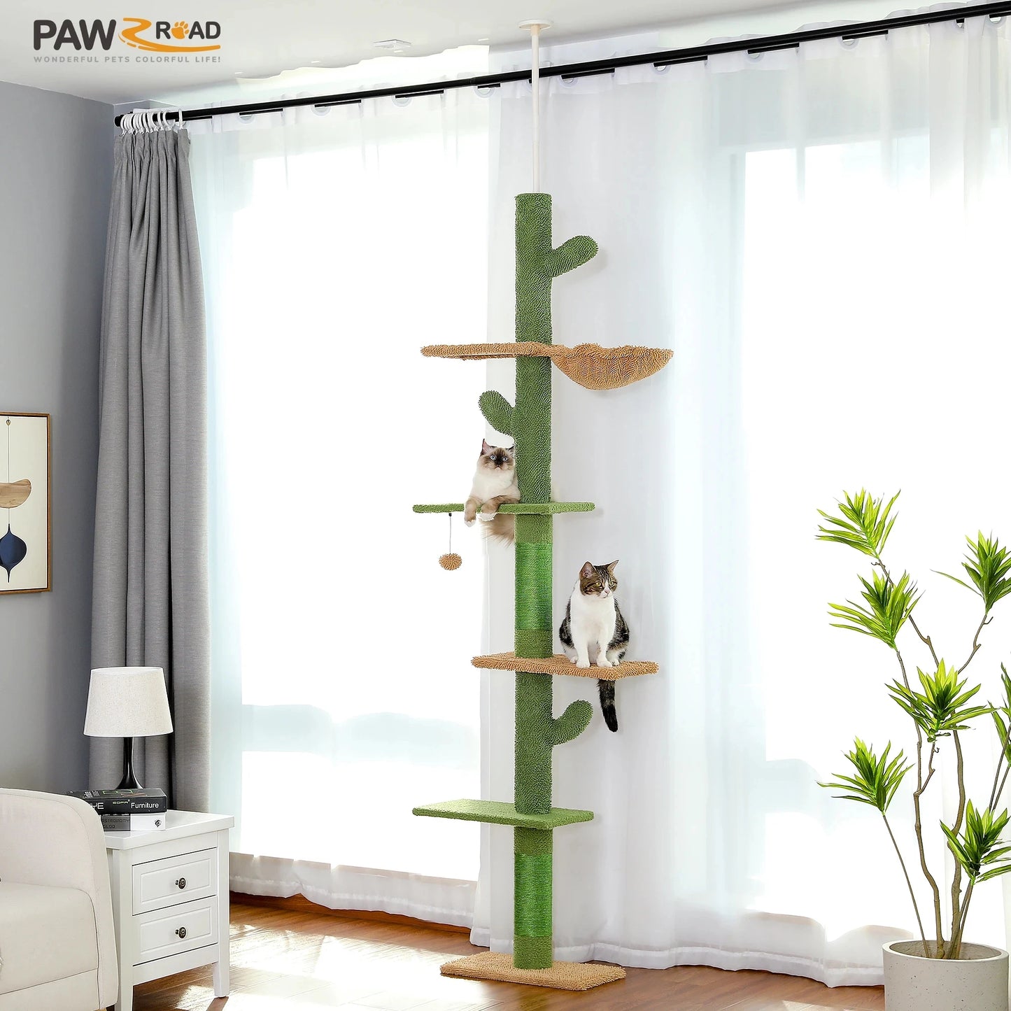 PAWZ Road 5 Tier Floor To Ceiling Cactus Cat Tree