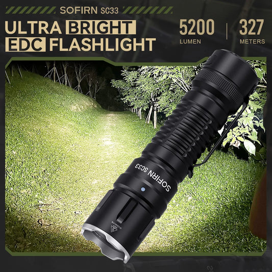 Sofirn SC33 LED Tactical Flashlight XHP70.3 HI 5200lm Rechargeable