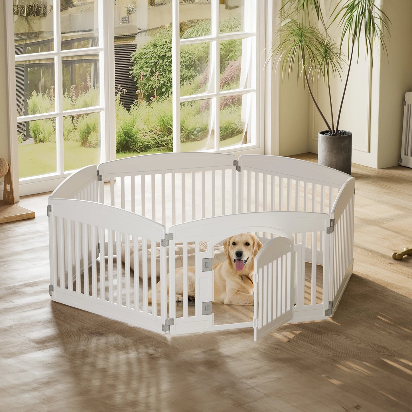 JHK Plastic Dog Playpen Expandable Durable Pet Fence