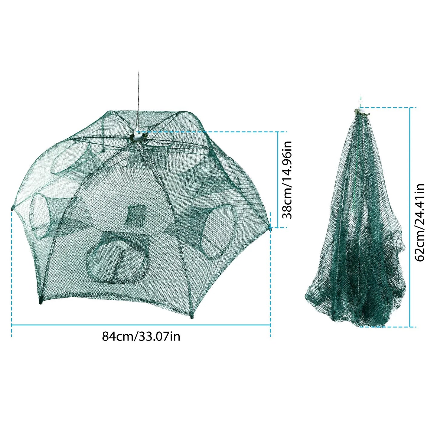 Foldable Hexagon Fishing Trap Net With Six Holes Portable Gear