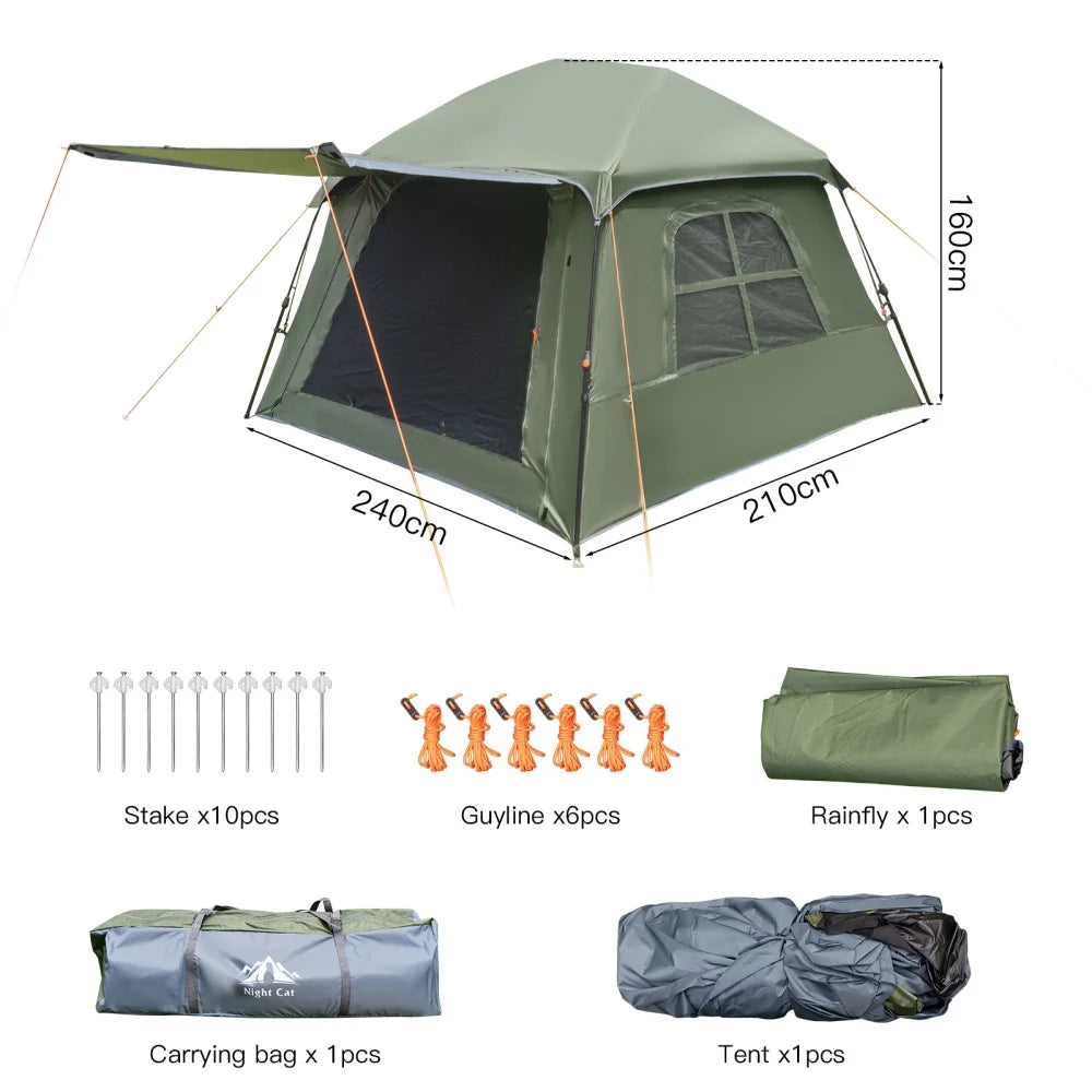 Night Cat Pop Up Camping Tent With Vestibule And Rainfly