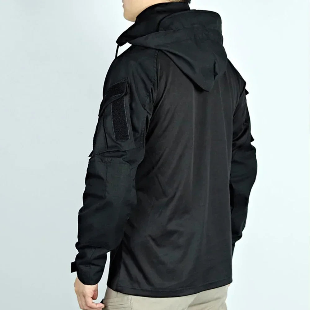 AUKUPKEECN Outdoor Camo Tactical Hooded Shirt for Men