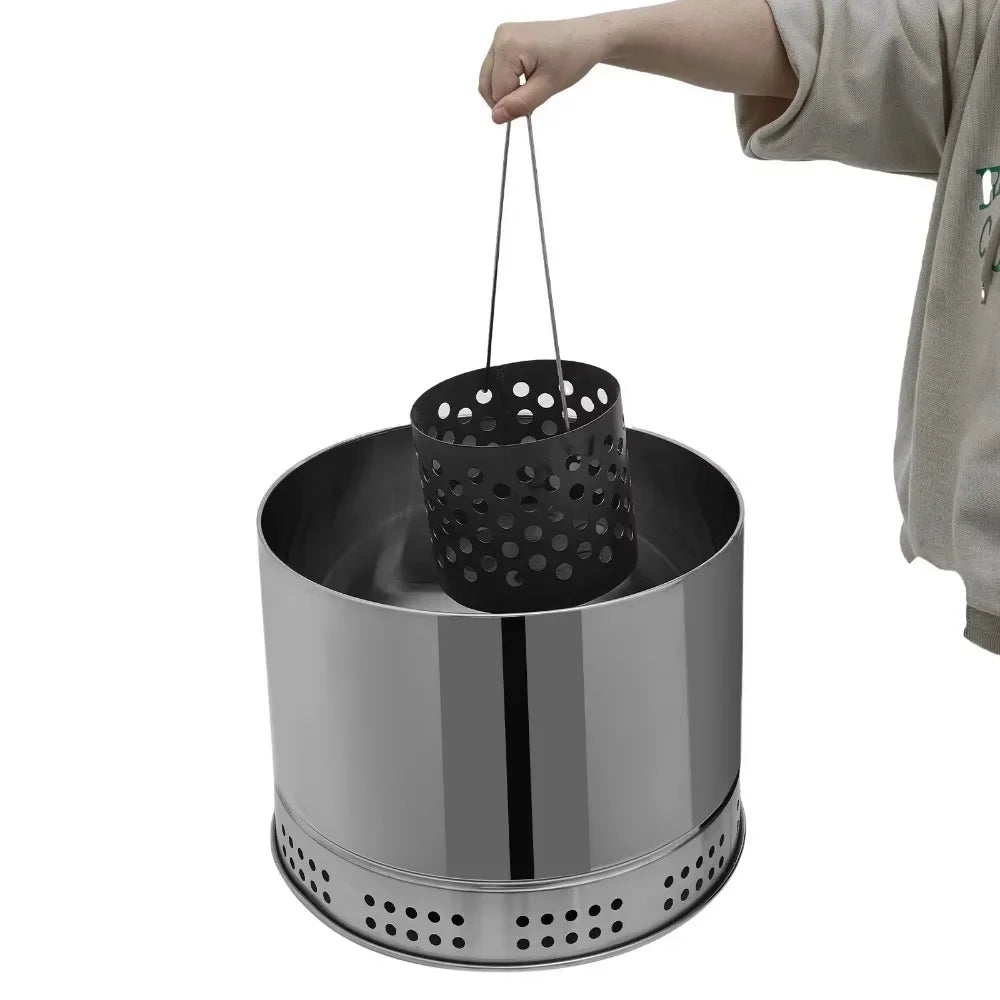 Smokeless Charcoal Grill 360 Stainless Steel BBQ Barrel With Skewers