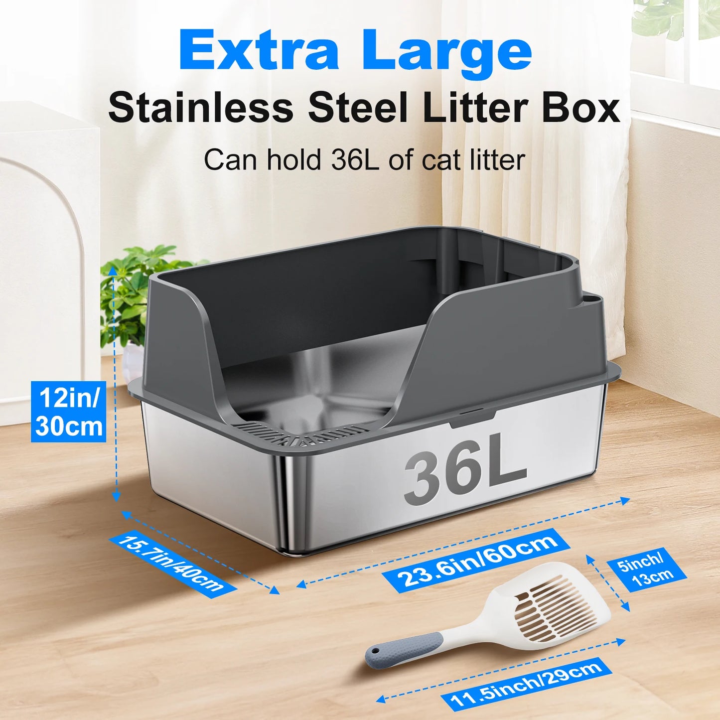Stainless Steel Cat Litter Box Splashproof and Leakproof