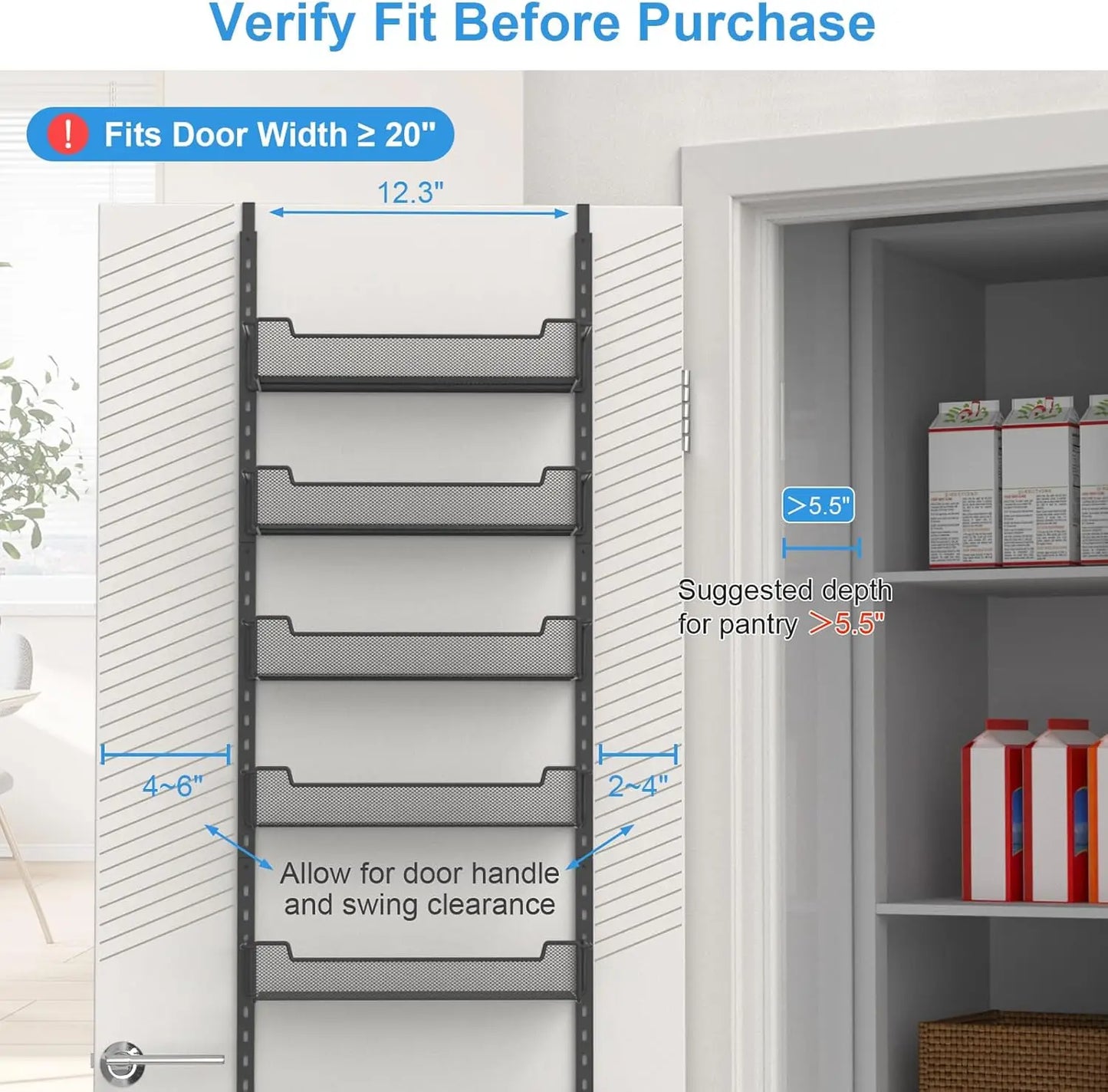 Over The Door Pantry Organizer Six Tier Adjustable Basket