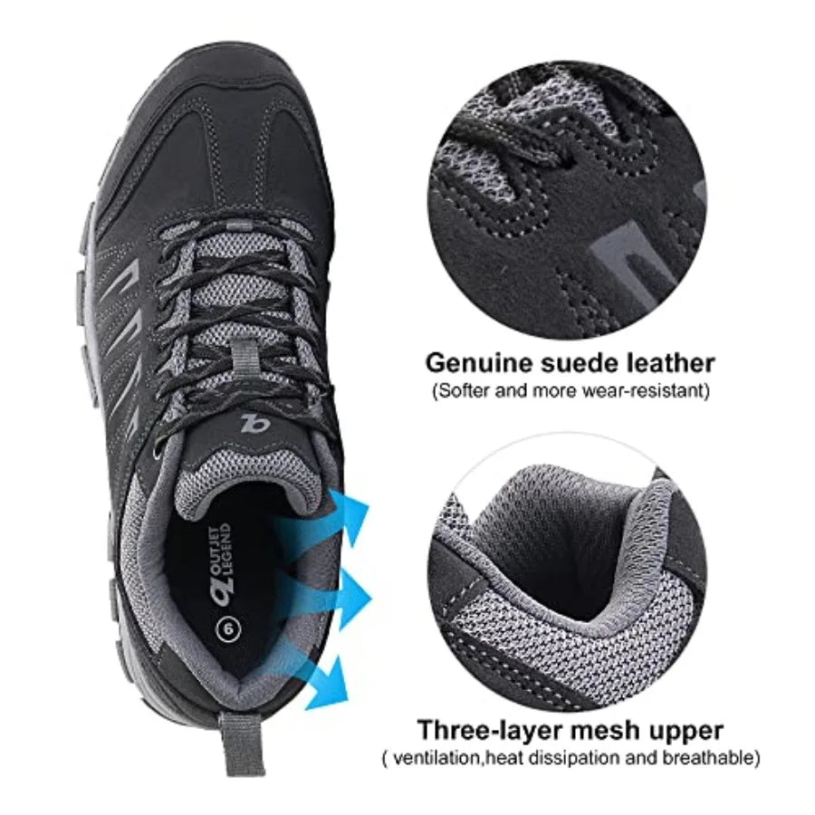 Legend Waterproof Hiking Shoes Leather Lightweight Anti Slip Unisex