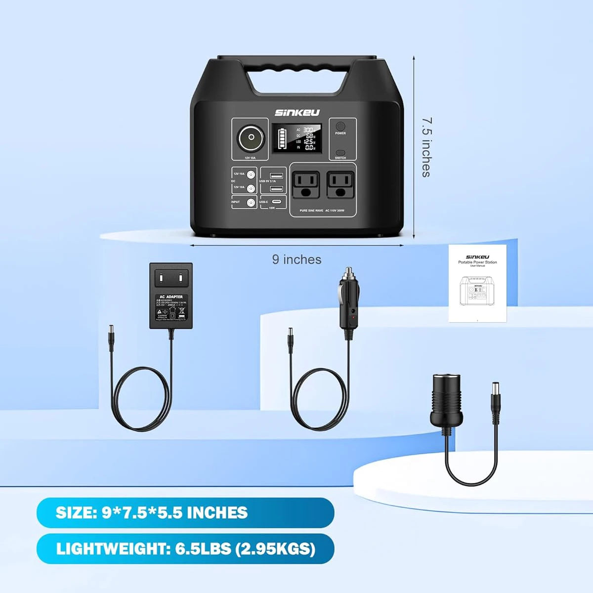 SinKeu Portable Power Station 300W Solar Generator with LiFePO4 Battery