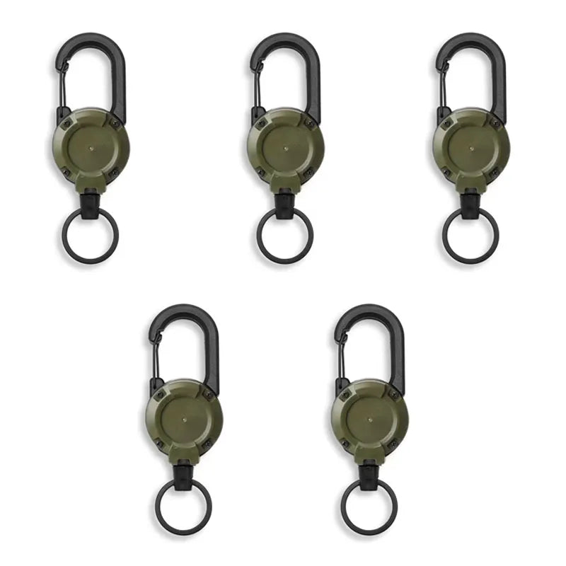 Retractable Heavy Duty Carabiner With Steel Wire Rope Buckle Key Ring