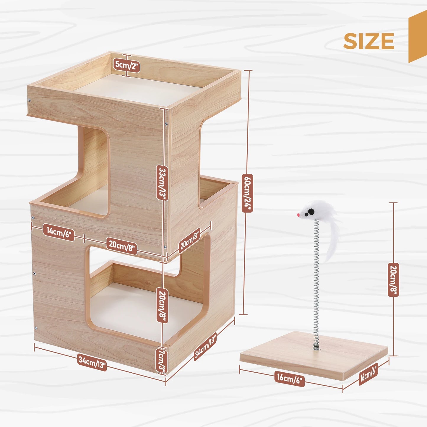 PAWZ Road Wooden Cat Condo House with Soft Mats And Scratcher