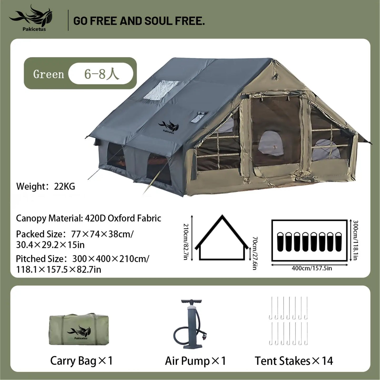 Pakicetus Quick Setup Inflatable Camping Tent Waterproof