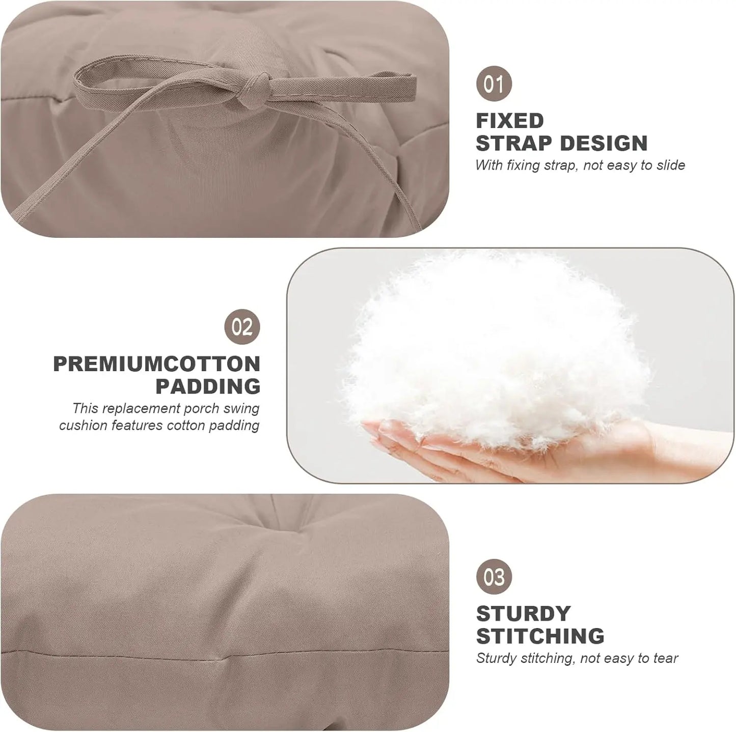 Waterproof Outdoor Swing Cushion For Patio Bench With Backrest