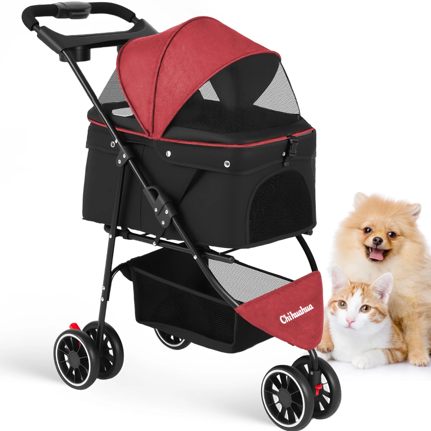 Chihuahua Pet Stroller for Dogs and Cats Portable Foldable Carrier