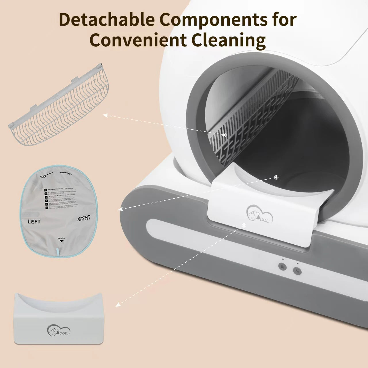 DOEL App Controlled Self-Cleaning Cat Litter Box for Home Use