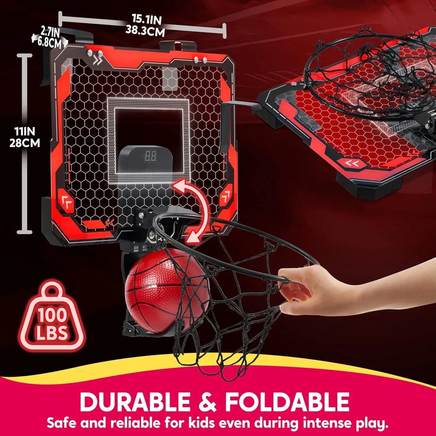Joyfy Mini Indoor Basketball Hoop With LED Scoreboard 4 Balls
