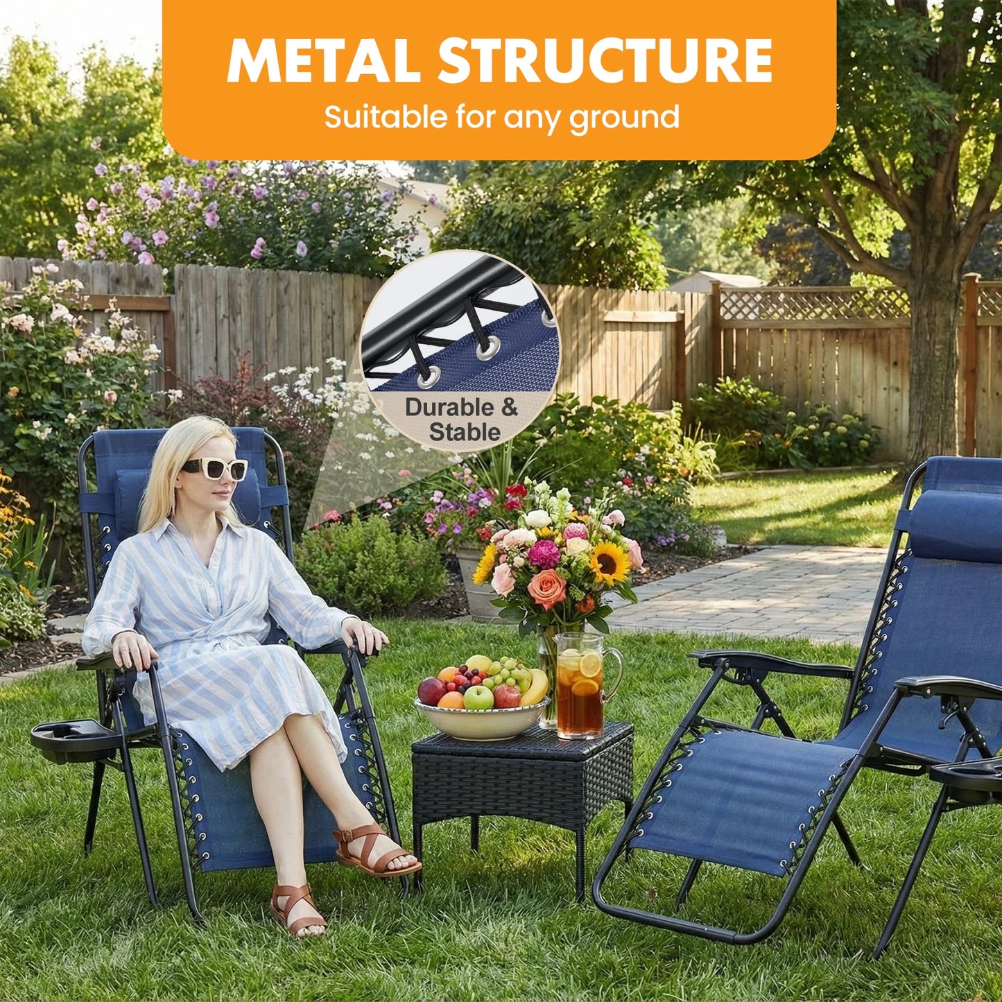 MCQ Outdoor Zero Gravity Folding Recliner Chairs With Cup Holders