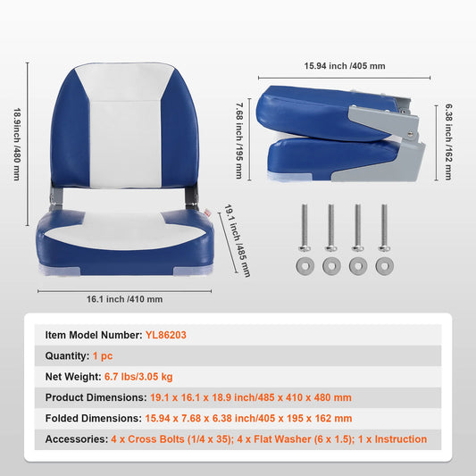 SucceBuy Boat Seat Low Back Folding Chair With Thick Sponge Padding And Hinge