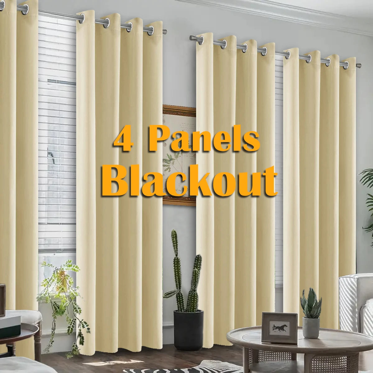 Blackout Curtains 4-Piece Set Heat Insulated For Bedroom And Living Room