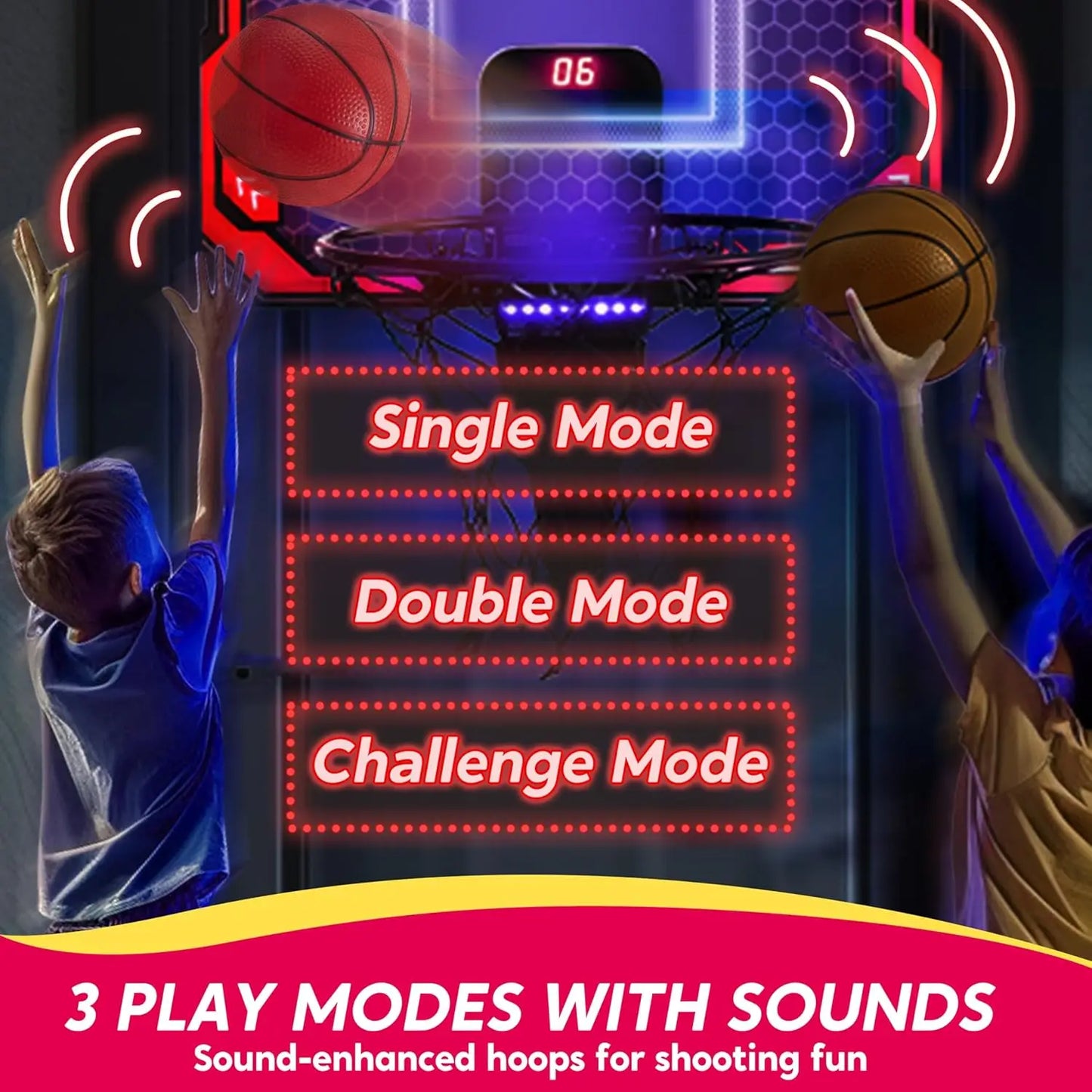 Joyfy Mini Indoor Basketball Hoop With LED Scoreboard 4 Balls