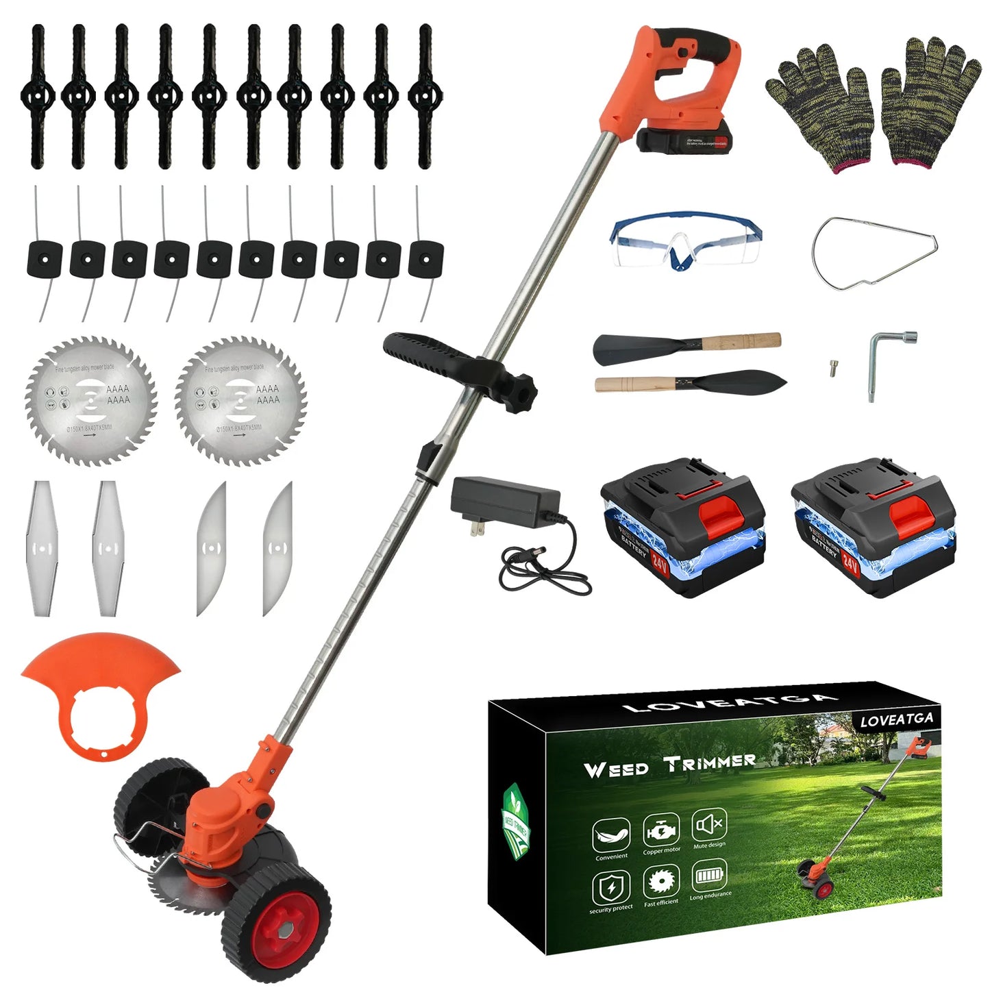 21V Cordless Grass Trimmer 3-In-1 With 2x2Ah Batteries
