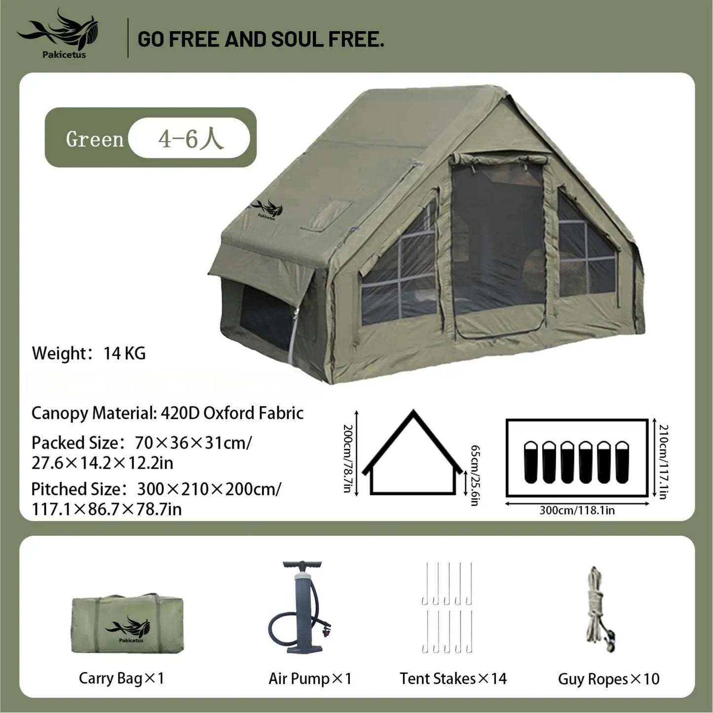 Pakicetus Quick Setup Inflatable Camping Tent Waterproof