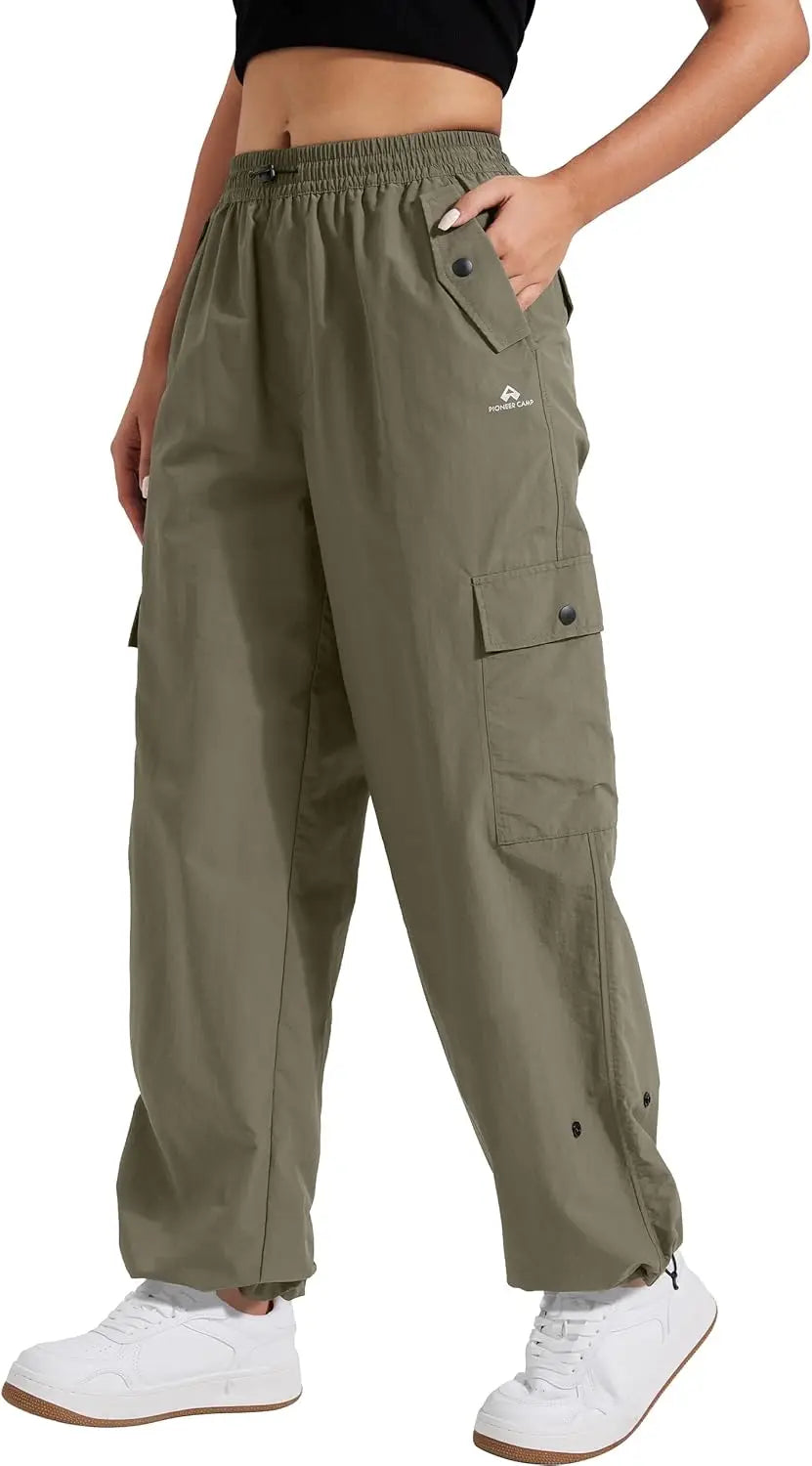 Pioneer Camp Womens Parachute Cargo Hiking Pants Quick Dry Baggy