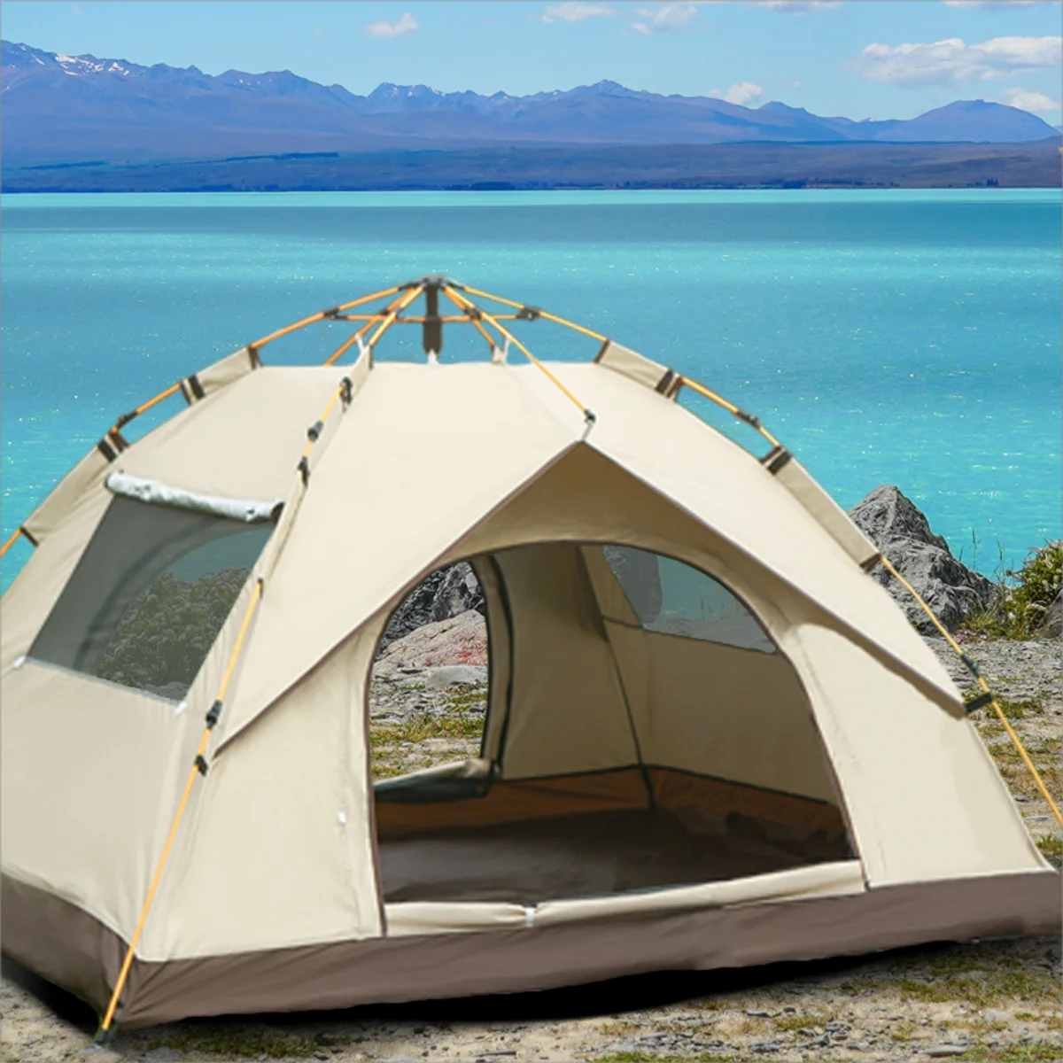 Pakicetus Outdoor Camping Tent With Auto Opening Two Doors Windows