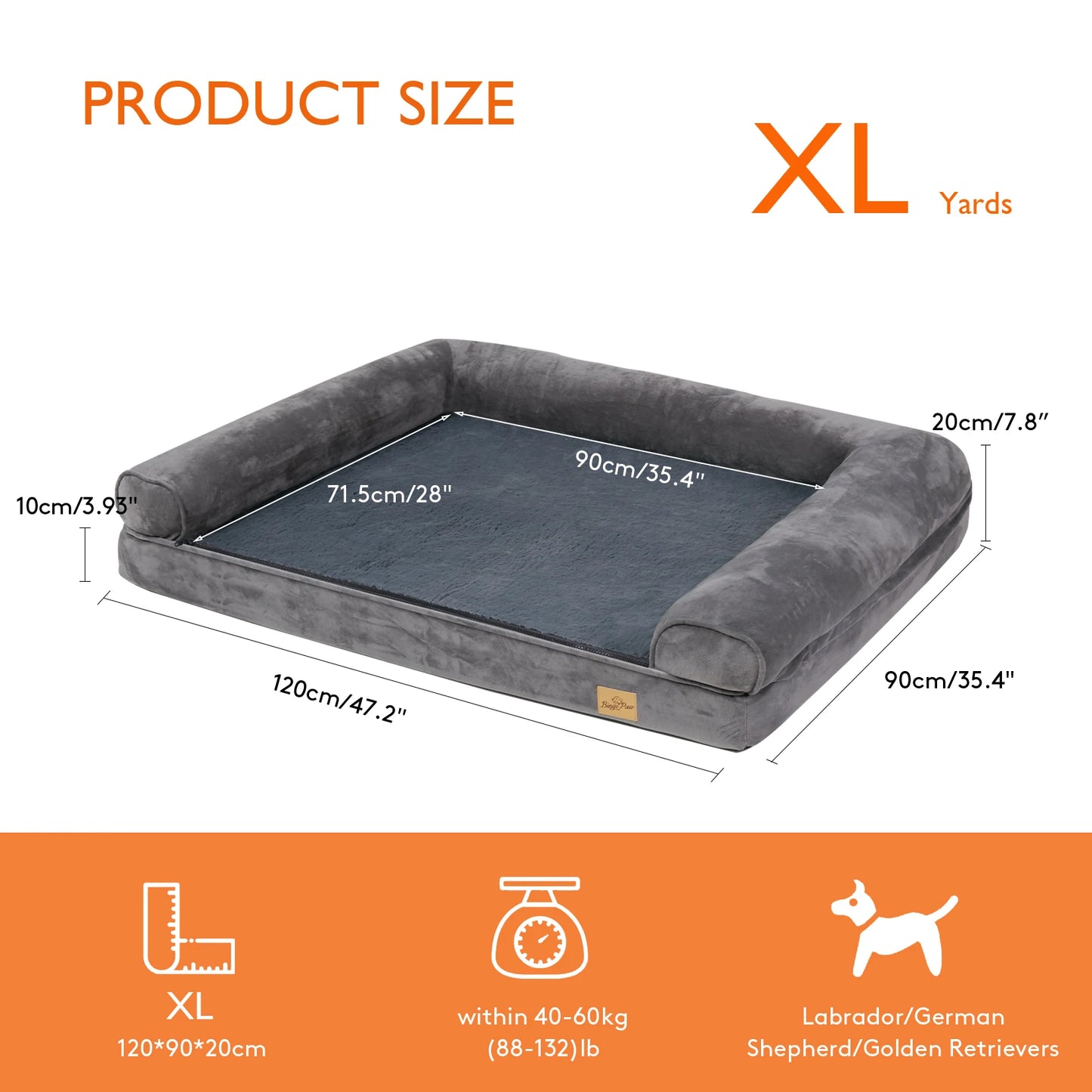 Bingopaw Extra Large Orthopedic Dog Bed With Washable Cover