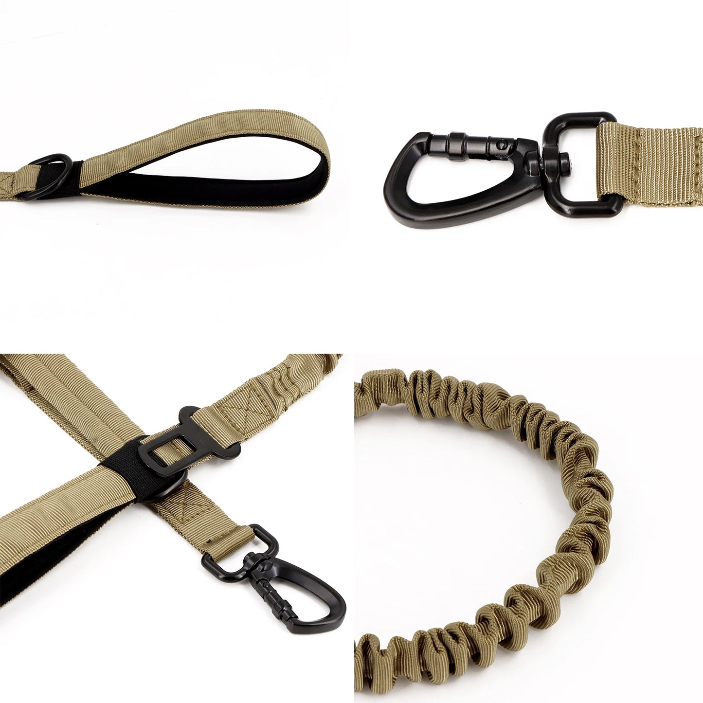PETRAVELCN Military Dog Leash Adjustable Quick Release With Dual Handles