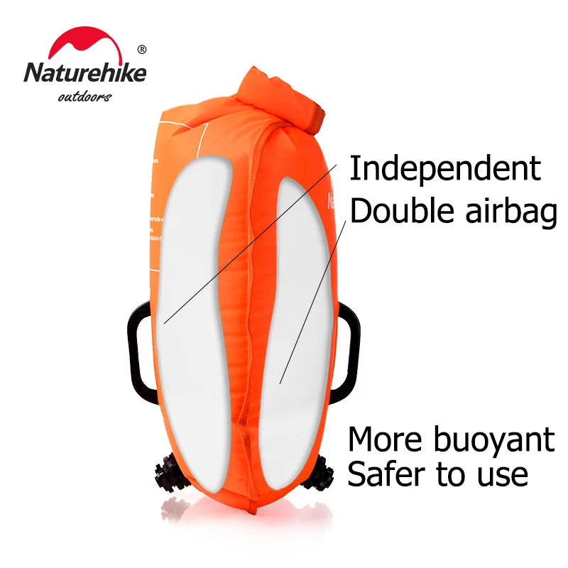 Inflatable Swimming Buoy Dry Bag 28L Waterproof Flotation Dual Airbags