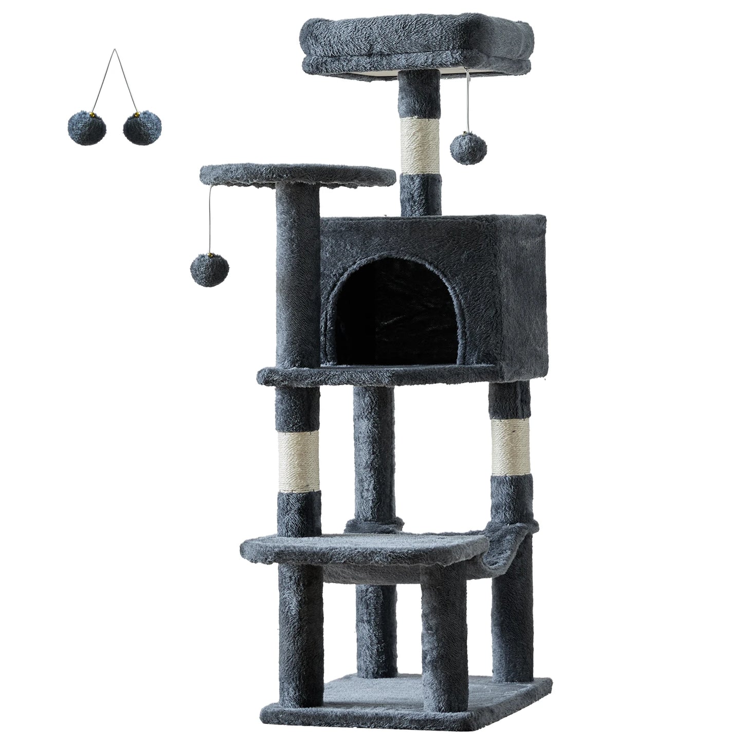 JHK Cat Tree Four Tier Tall Multi Cat Climbing Tower For Indoor Cats