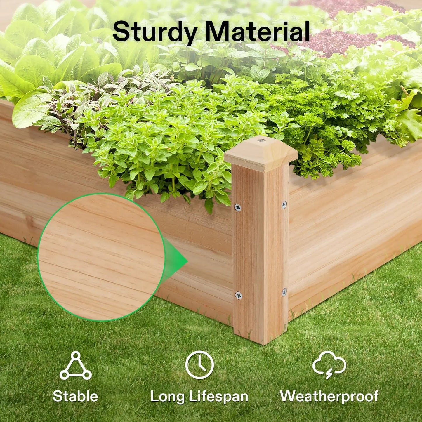 Three-Tier Wooden Raised Garden Bed Planter Box For Outdoors