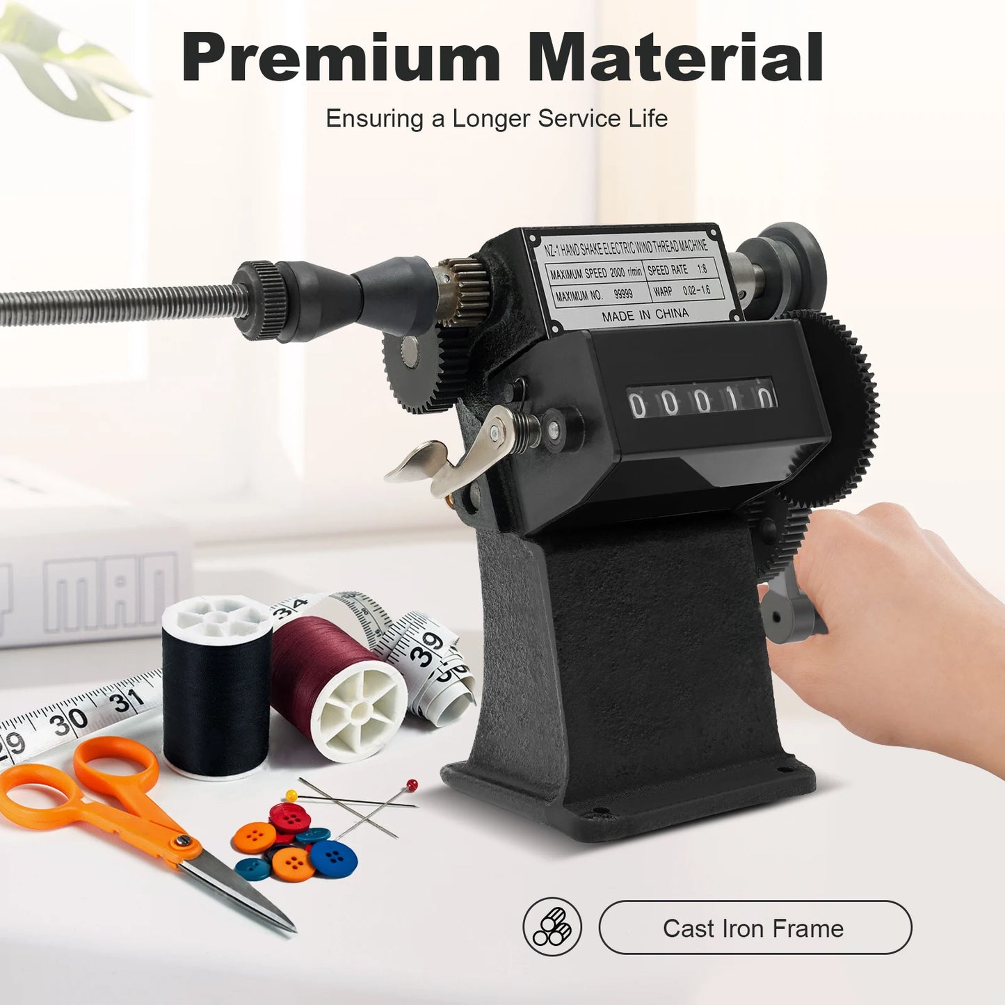 Fishing Line Spooler With Counting Machine For Spool Winding