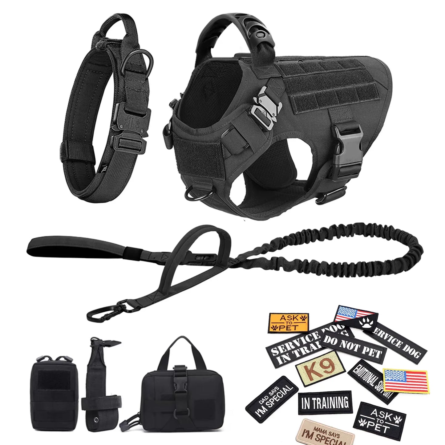 Military Large Dog Harness Vest For Training And Tactical Gear