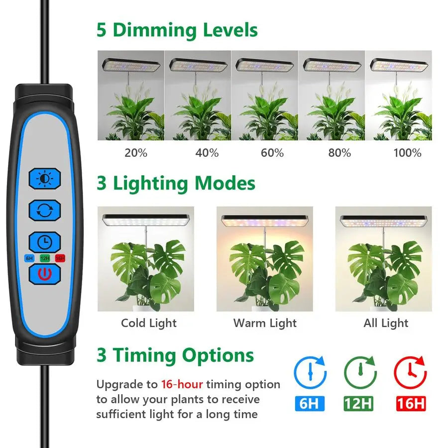 Desk Plant Light Adjustable Full Spectrum LED Grow Lamp
