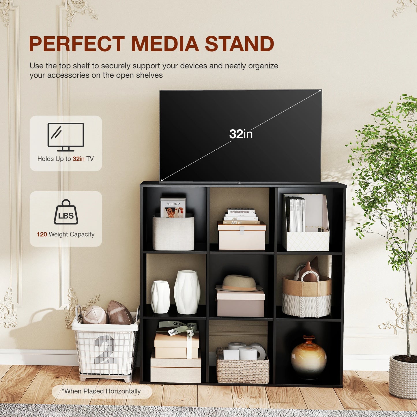 JHK 9 Cube Storage Organizer Wood Shelf Bookcase Living Room