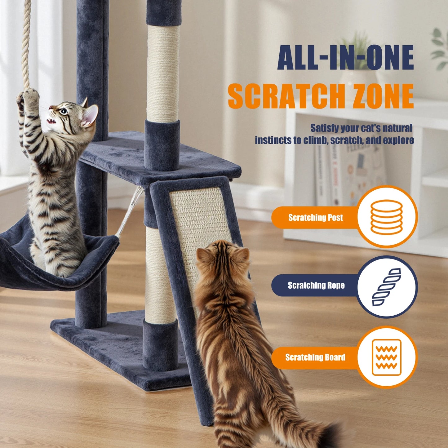 JHK Cat Tree Tall Multi Cat Climbing Tower