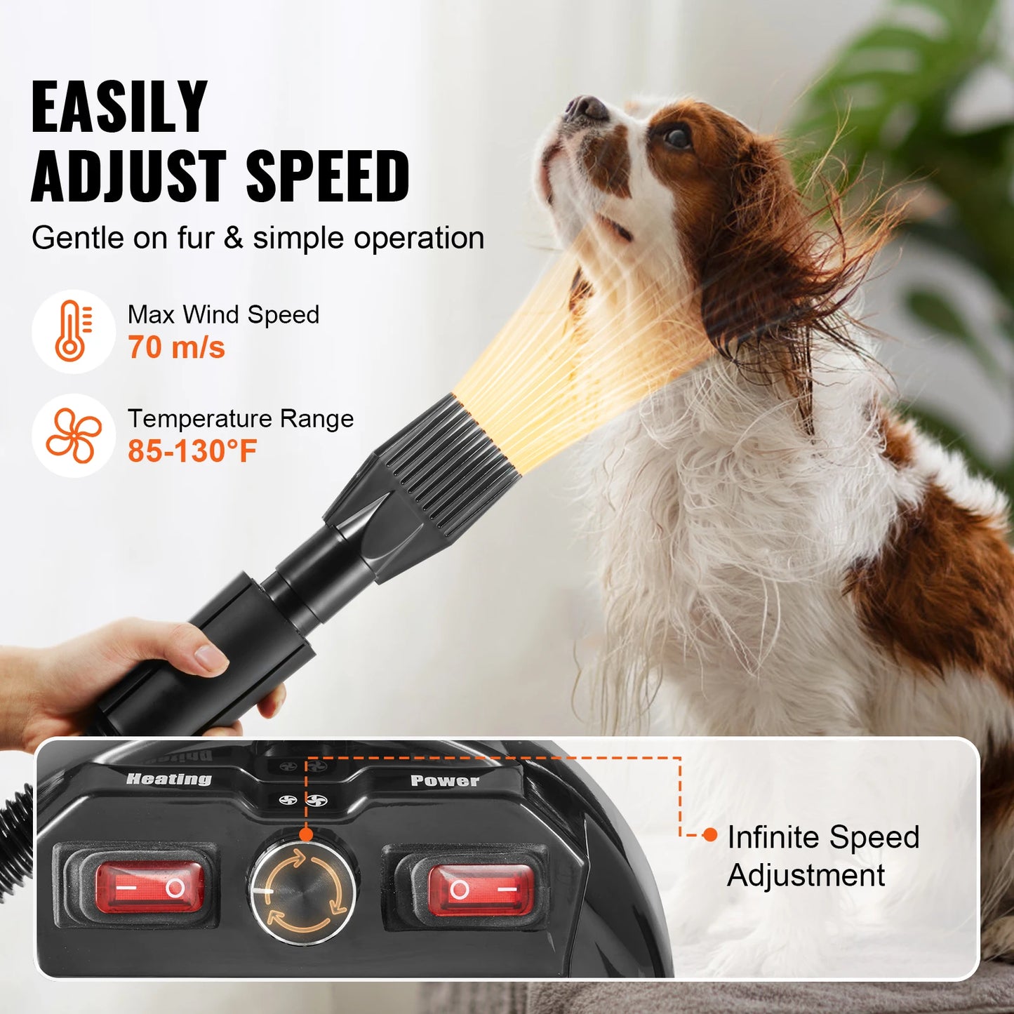 SucceBuy 2000W Pet Dog Grooming Blow Dryer With Adjustable Speed