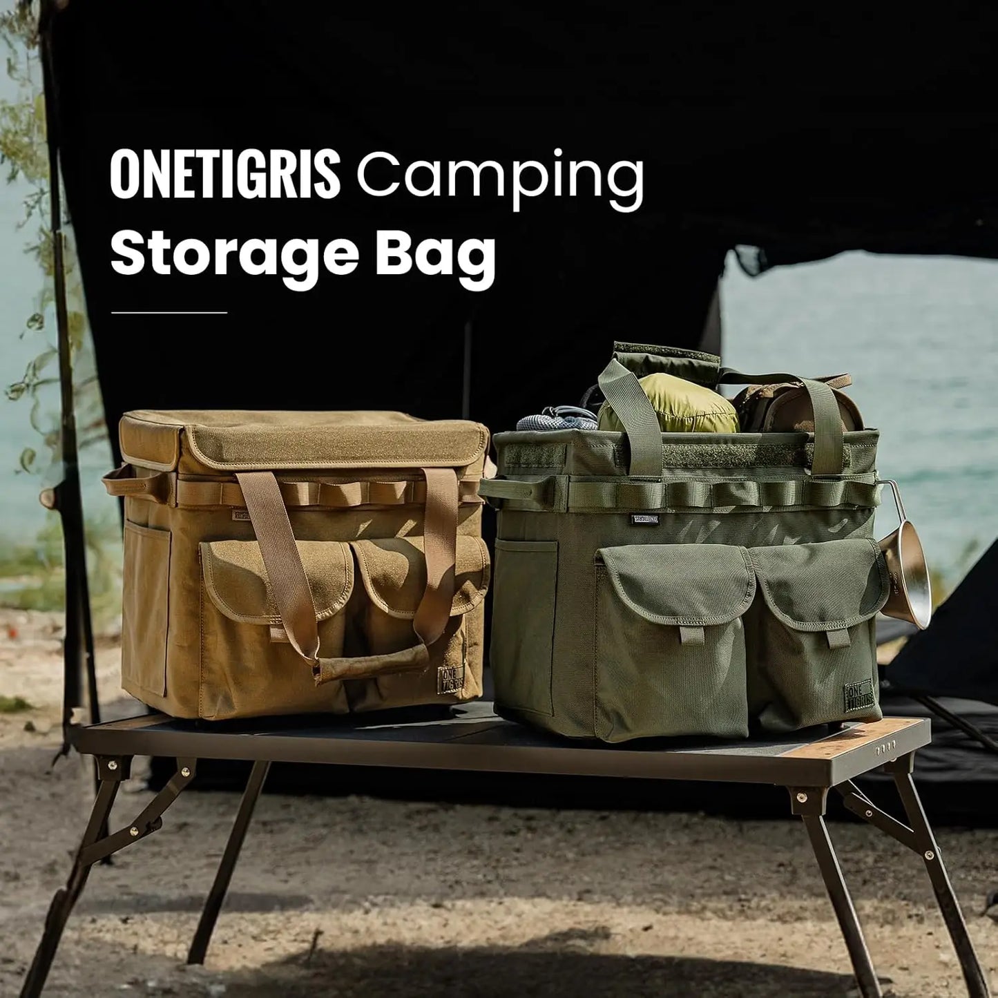 Collapsible 25L Camping Storage Tote Bag With Lid For Outdoors