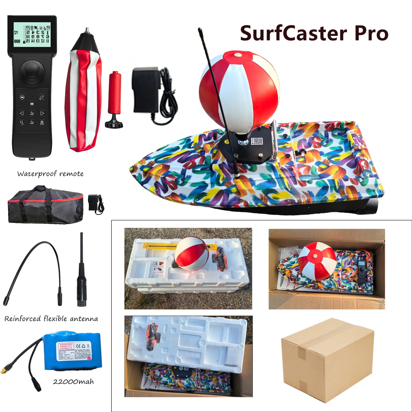 CreSea BaitBoat SurfCaster Pro 12V Brushless RC Bait Boat 5MPS
