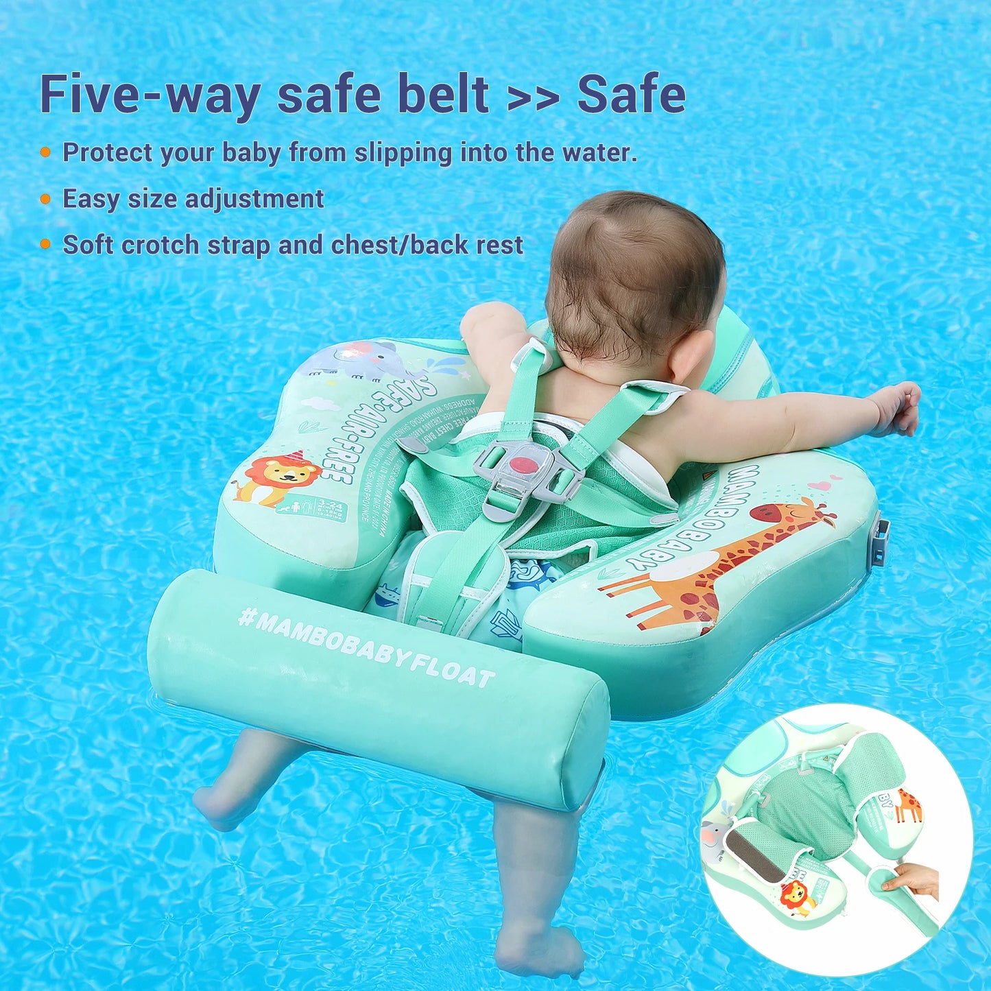 Mambobaby Non-Inflatable Safe Solid Core Baby Swimming Buoy Canopy