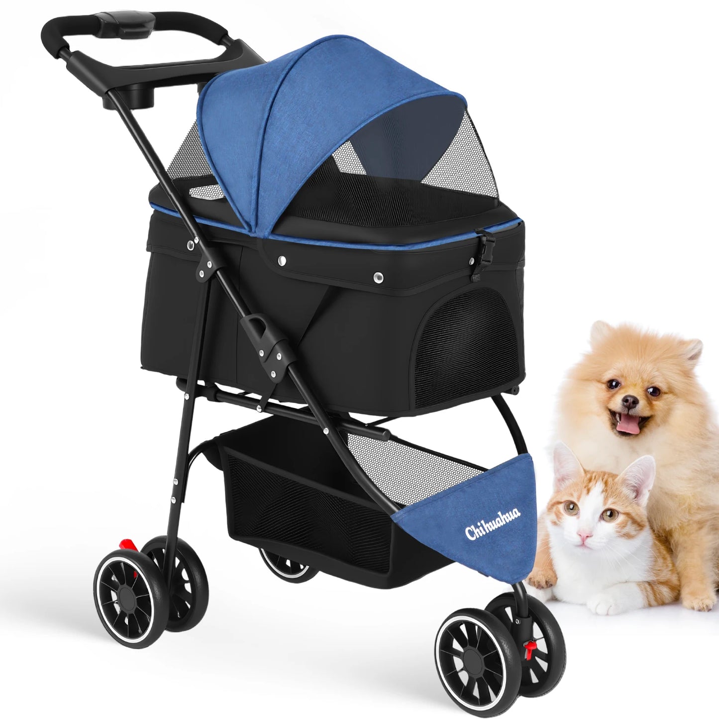 Chihuahua Pet Stroller for Dogs and Cats Portable Foldable Carrier