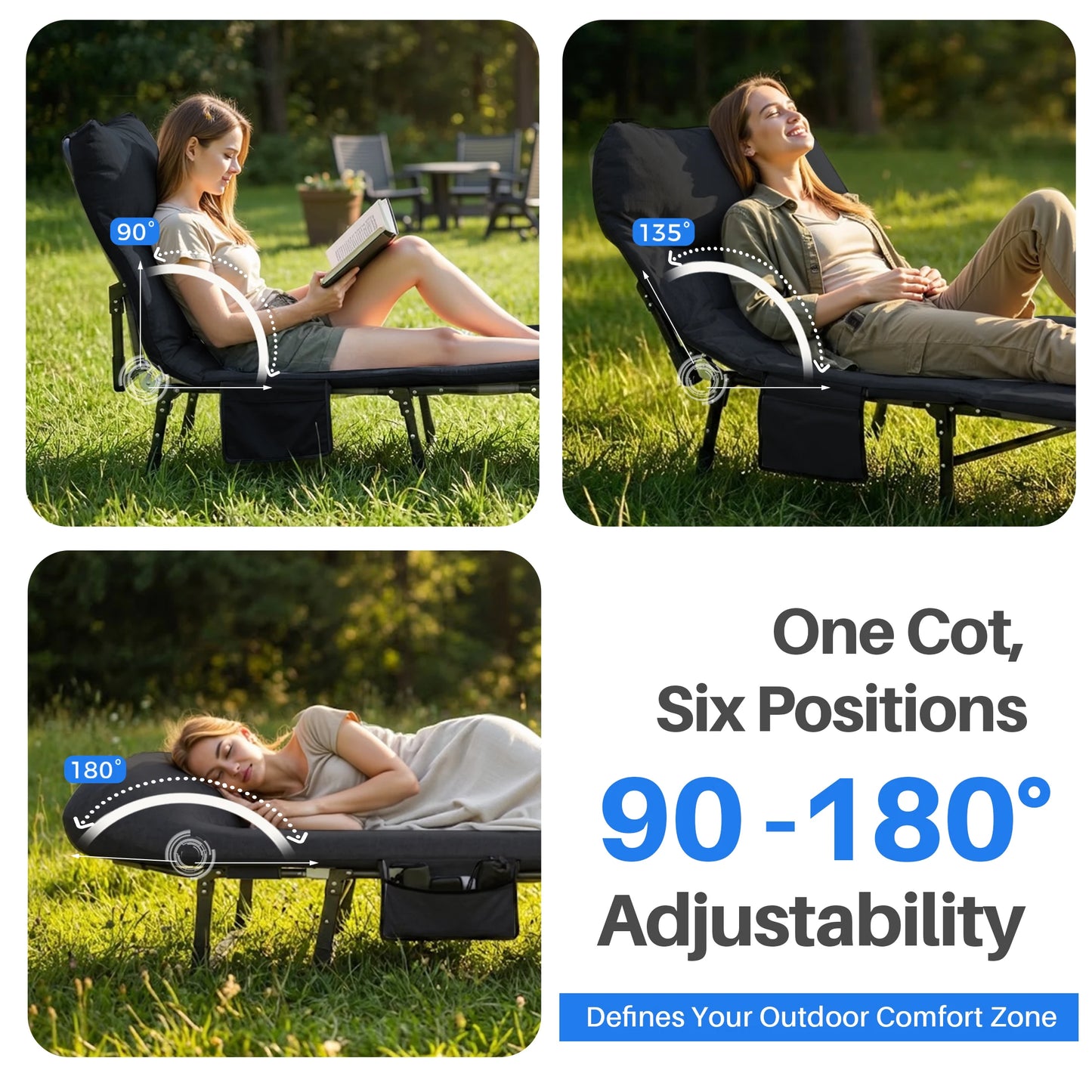 JHK Folding Camping Cot With Mattress Lightweight 450 Lb Capacity